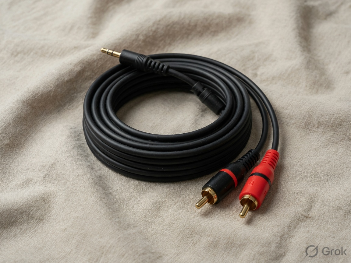 Coiled 3.5mm to dual RCA audio cable